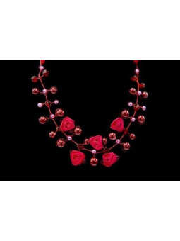 Collier IKITA fleurs rouges...