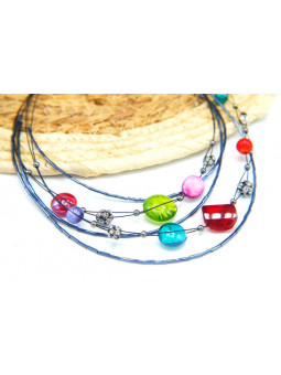 Collier multi cables perles colorées 