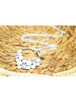 Collier ellipse bulles métal chaine argent 