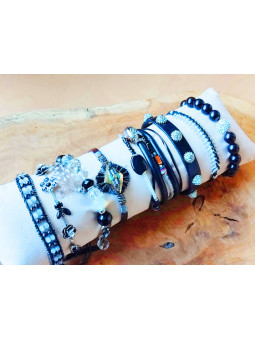 Bracelets fantaisie noirs gris