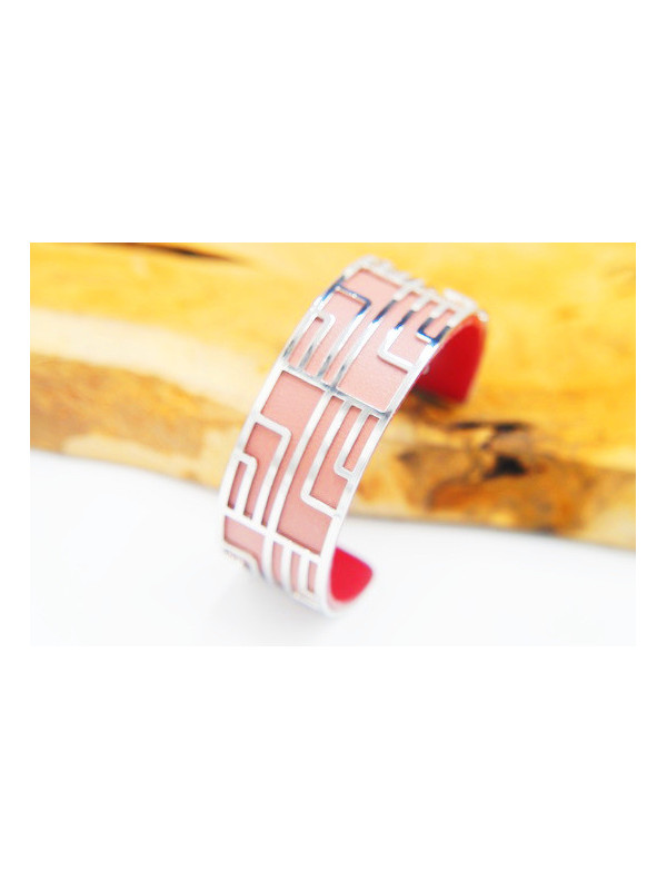 Bracelet fantaisie rose labyrinthe argent 