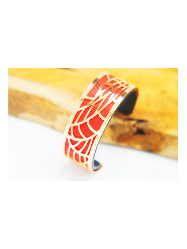 Bracelet fantaisie rouge métal doré 