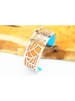 Bracelet fantaisie orange métal argenté 