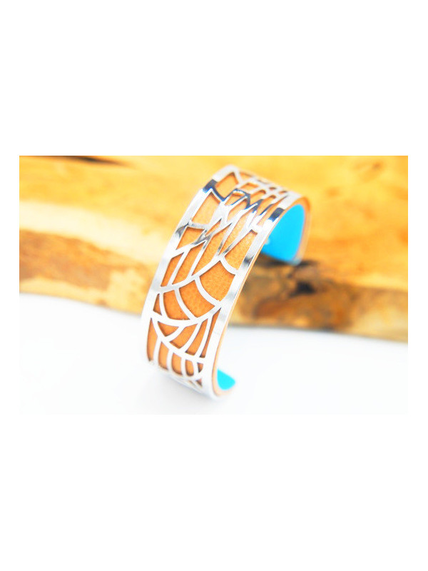 Bracelet fantaisie orange métal argenté 