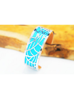 Bracelet fantaisie turquoise métal argenté 