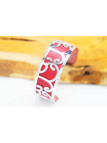 Bracelet fantaisie bordeaux courbes argentées 