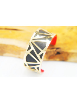 Bracelet fantaisie noir triangles dorés 