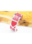 Bracelet fantaisie rouge métal ajouré argent 