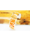 Bracelet fantaisie courbes dorées fond orange 