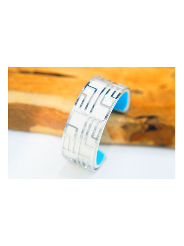 Bracelet fantaisie blanc labyrinthe argent 