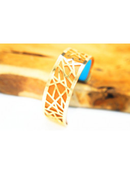 Bracelet fantaisie orange puzzle doré 