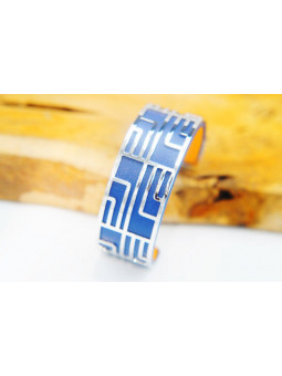 Bracelet fantaisie bleu roi labyrinthe argent 