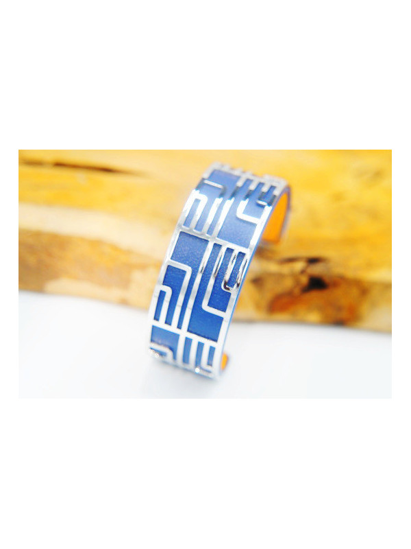Bracelet fantaisie bleu roi labyrinthe argent 