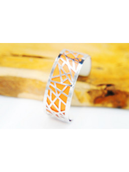 Bracelet fantaisie orange métal ajouré 