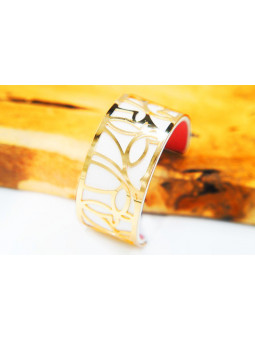 Bracelet fantaisie blanc pétales dorés 