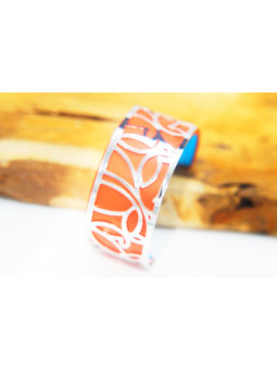 Bracelet fantaisie orange pétales dorés 