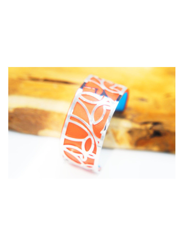 Bracelet fantaisie orange pétales dorés 