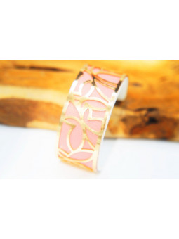 Bracelet fantaisie rose pétales dorés 