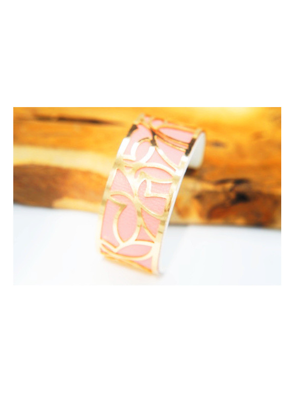 Bracelet fantaisie rose pétales dorés 