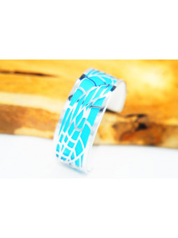 Bracelet fantaisie métal ajouré morcelé fond turquoise 