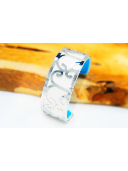 Bracelet fantaisie blanc ornements argent 