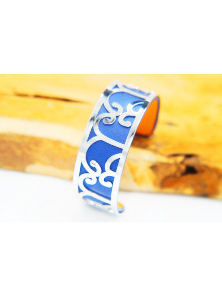 Bracelet fantaisie bleur roi courbes argent 