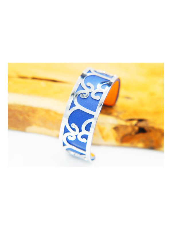 Bracelet fantaisie bleur roi courbes argent 