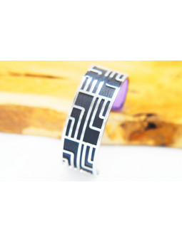 Bracelet fantaisie noir labyrinthe argent 