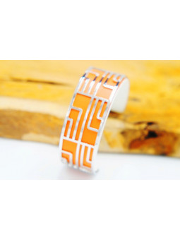 Bracelet fantaisie orange labyrinthe argent 