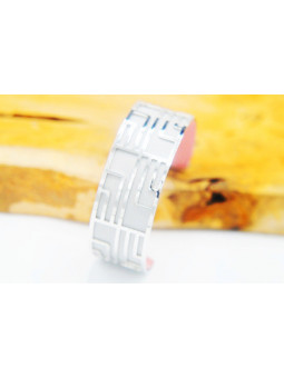 Bracelet fantaisie gris labyrinthe argent 