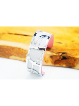 Bracelet fantaisie gris courbes argent 