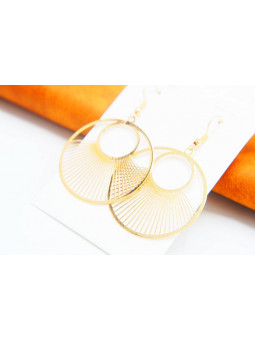 Boucles d'oreilles rondeurs rayons dorés 