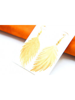 Boucles d'oreilles feuilles courbes dorées 