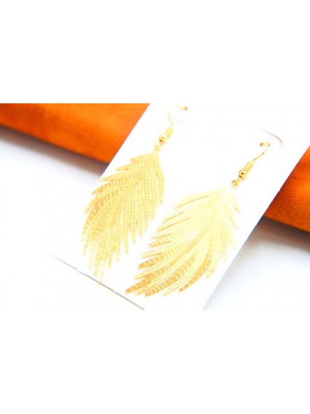 Boucles d'oreilles feuilles courbes dorées 