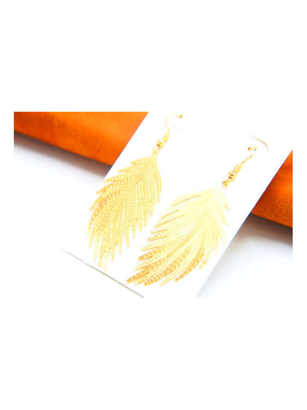Boucles d'oreilles feuilles courbes dorées 