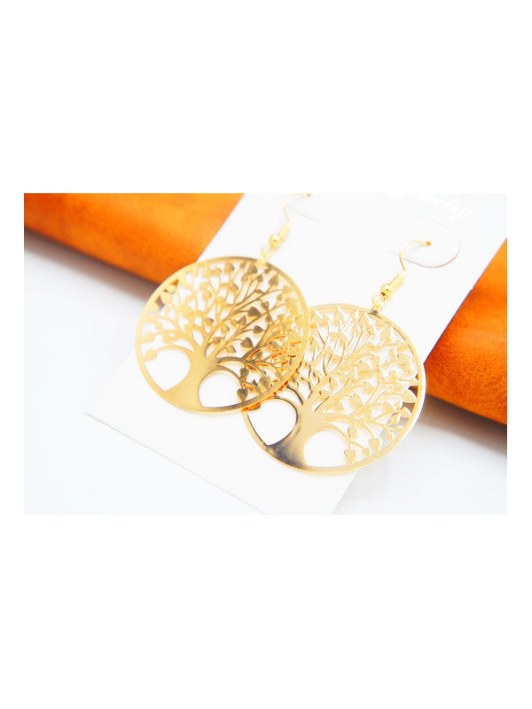 Boucles d'oreilles arbres de vie dorés 
