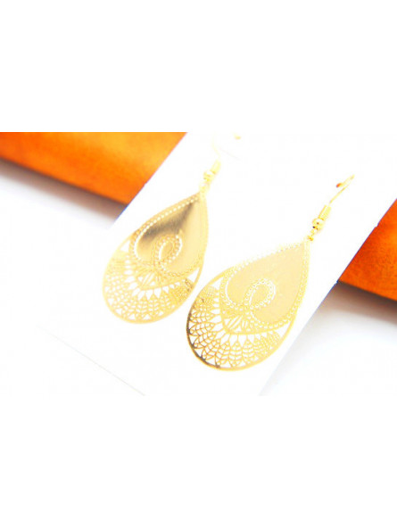 Boucles d'oreilles gouttes métal doré 