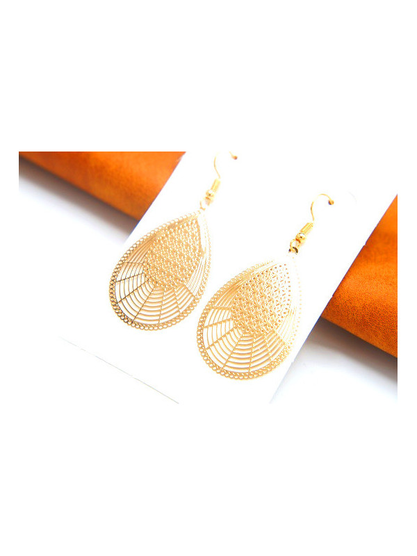 Boucles d'oreilles plateaux gouttes dorées 