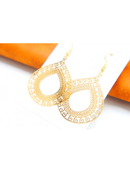 Boucles d'oreilles larges gouttes ajourées 