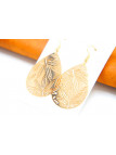 Boucles d'oreilles gouttes motifs feuilles dorées 