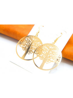 Boucles d'oreilles ajourées arbres dorés 