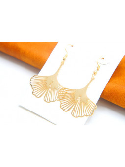 Boucles d'oreilles éventails diformes dorés 