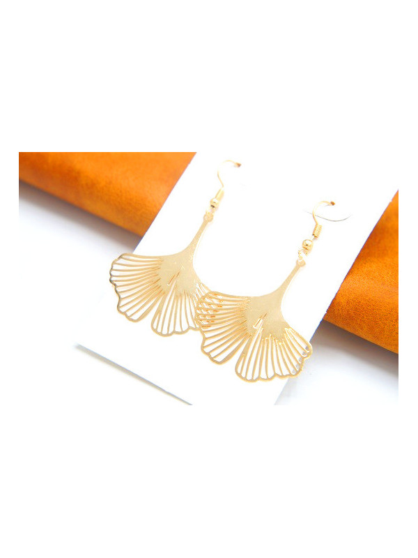 Boucles d'oreilles éventails diformes dorés 