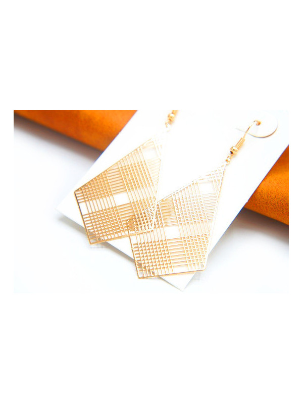 Boucles d'oreilles losanges ajourés dorés 