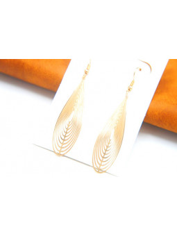 Boucles d'oreilles ellipses oblongues dorées 