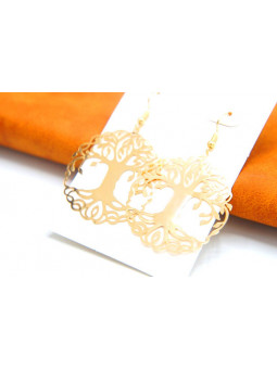 Boucles d'oreilles arbres ajourés dorés 