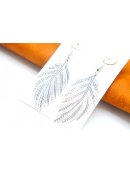 Boucles d'oreilles feuilles courbes argentés 