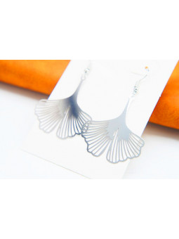 Boucles d'oreilles éventails diformes argentés 