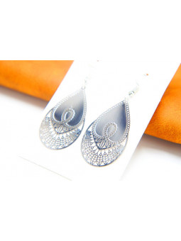 Boucles d'oreilles plateaux ellipses argent 