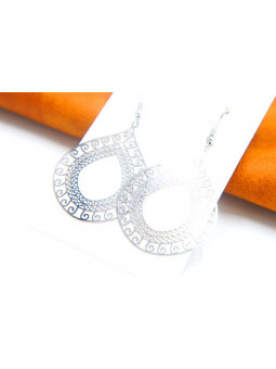 Boucles d'oreilles larges gouttes argent 